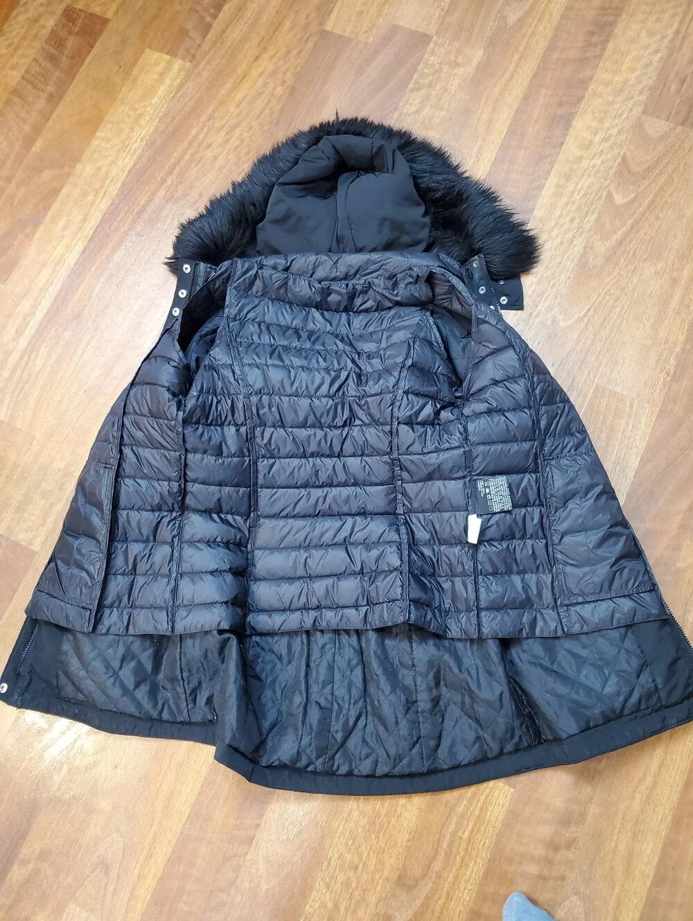 London Fog Black Hooded Parka Small - Picture 6 of 12